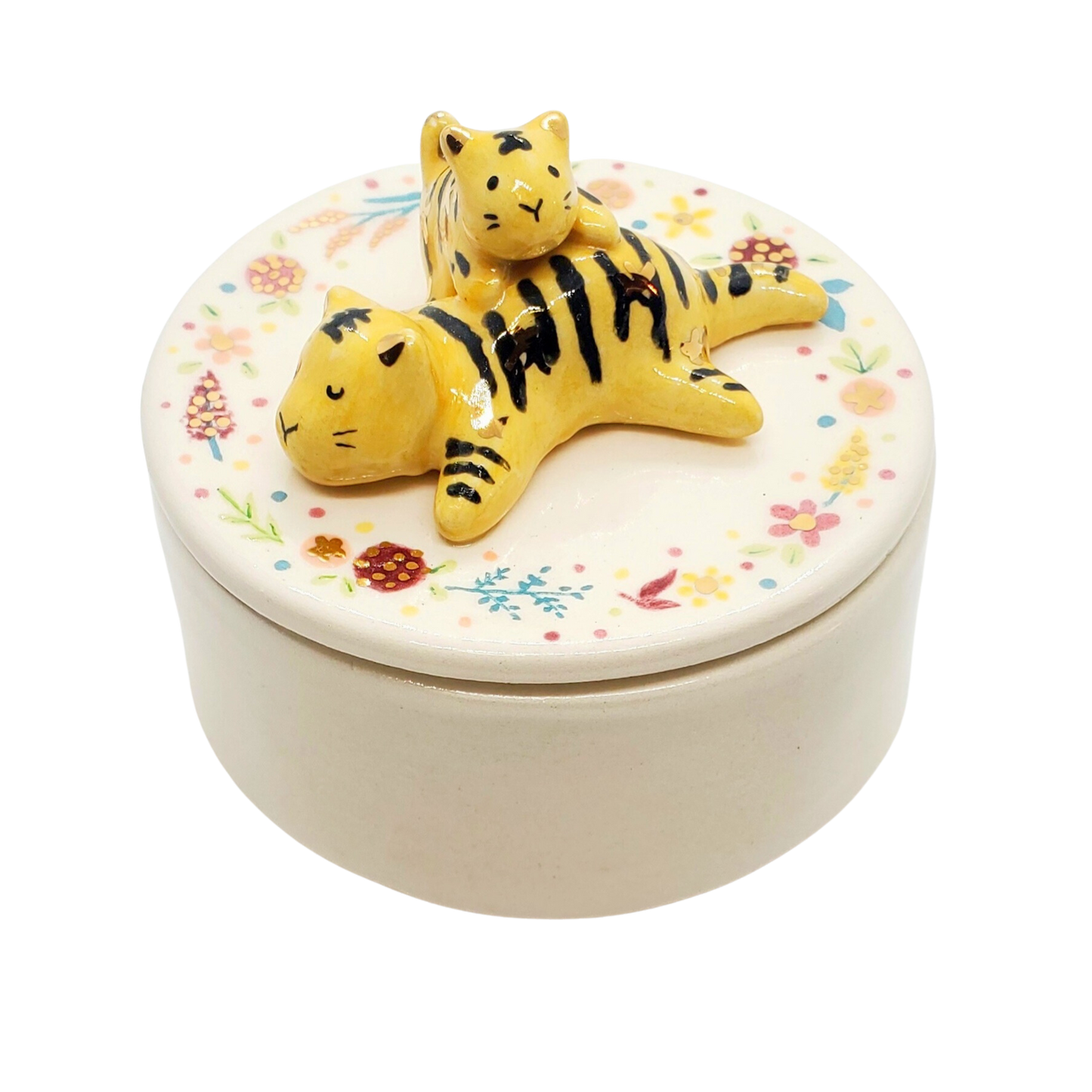 Tiger Mom and Cub Trinket Box